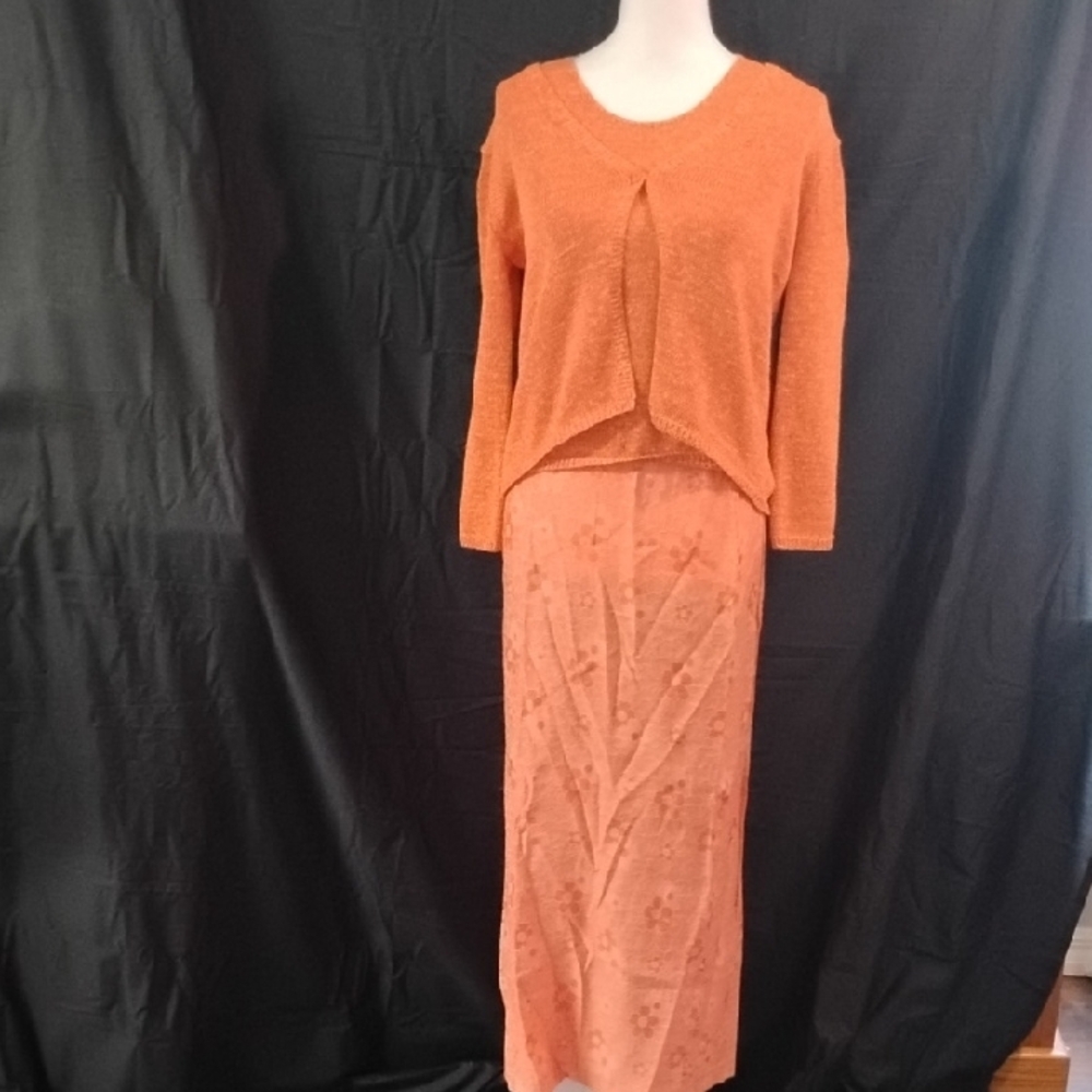 Elegant Orange 3pc. Skirt/Sweater Set